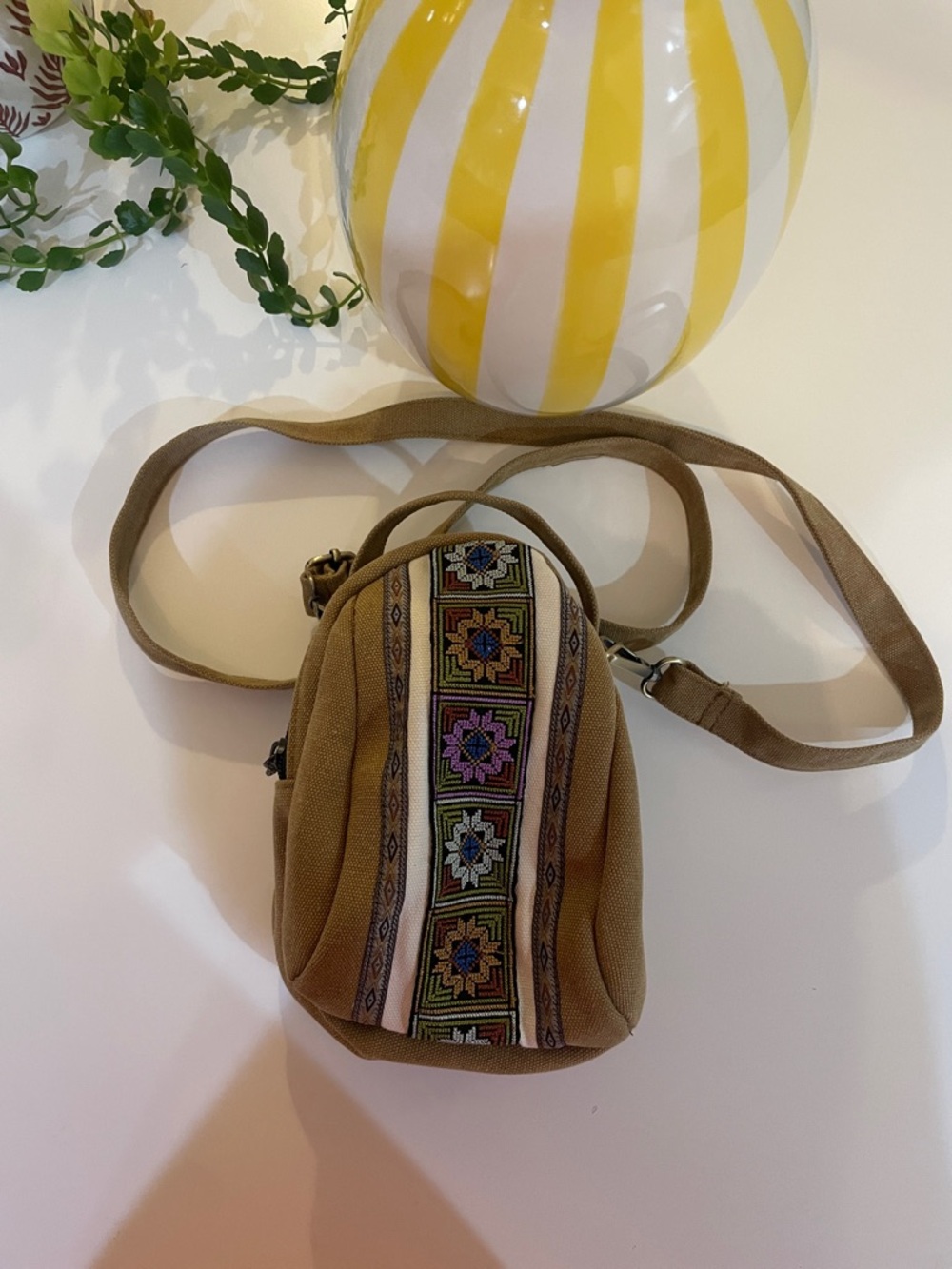 Embroidered Tobacco Mini Crossbody Bag